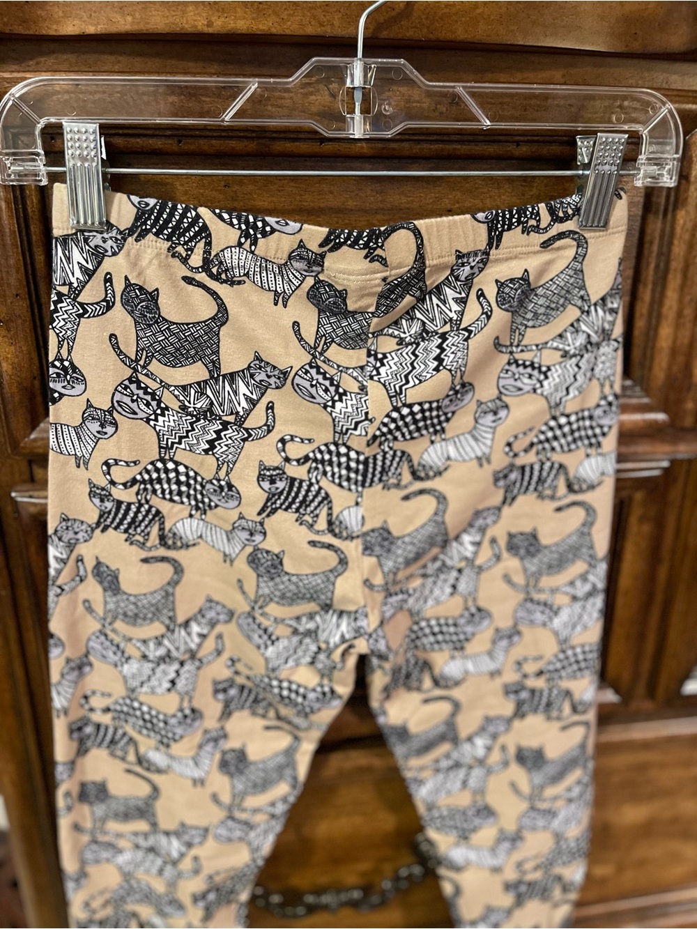 Nooworks Beige Leggings with Black Cat Print - Picture 4 of 4